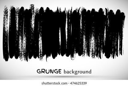 Grunge vector texture. Freehand dry brush stroke. Ink grunge banner. Isolated black on white