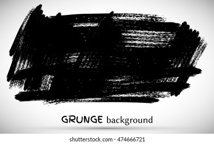 Grunge vector texture. Freehand dry brush stroke. Ink grunge banner. Isolated black on white