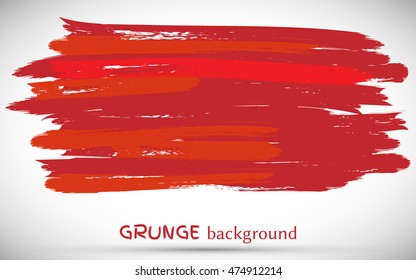 Grunge vector texture. Freehand dry brush stroke. Ink grunge banner. Isolated red on white