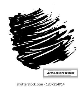 Grunge vector texture of spilled sauce or smeared black paint. Liquid ink pattern with surface tension effect