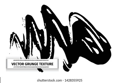 Grunge vector texture of spilled sauce or smeared black paint. Liquid ink pattern with surface tension effect