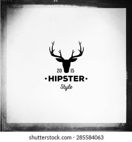 Grunge vector vintage texture. Photo frame with hipster logo