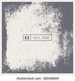 Grunge vector vintage texture. Photo frame with hipster logo