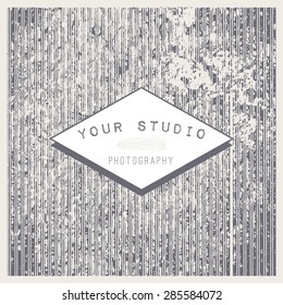 Grunge vector vintage texture. Photo frame with hipster logo