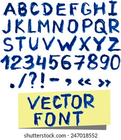 grunge vector watercolor font