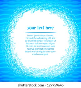 Grunge vector white splash in abstract blue water