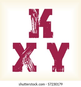 Grunge vector X, Y & Z letters - vector type alphabet - slab serif font