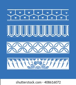 Grunge vectorized borders with geometric and floral ornament