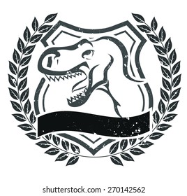 Grunge velociraptor head emblem