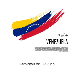 Grunge Venezuela flag. Venezuela Independence Day the 5 of July symbol placard with place for text. Vector illustration