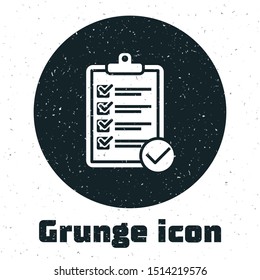 Grunge Verification of delivery list clipboard and pen icon isolated on white background.  Vector Illustration