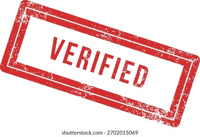Sello de goma verificado Grunge en rojo con el símbolo de la Aprobación de la textura desgastada