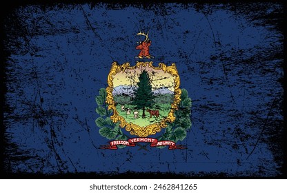 Grunge Vermont flag. Vector flag of Vermont.