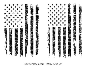 Grunge Vertical American Flag Set – Distressed USA Patriotic Design