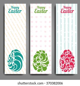 Grunge vertical banners set with ornamental easter eggs. Easter illustration.