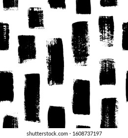 Grunge vertical bold brushstrokes hand drawn vector seamless pattern. Vertical dry paint brush stripes handdrawn background. Minimal abstract texture. Simple black ink wallpaper, textile print idea