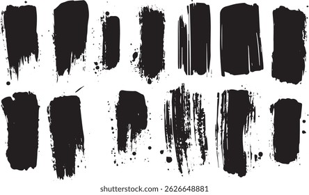 Grunge Vertical Brush Stroke Set, Distressed Ink Textures for Abstract and Artistic Design