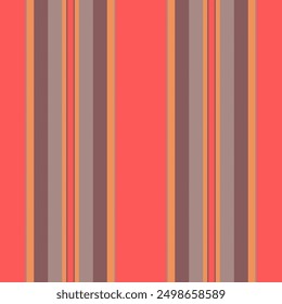 Grunge vertical fabric texture, row lines background seamless. Gala textile pattern stripe vector in red and teal colors palette.