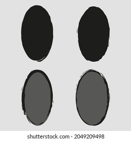 Grunge vertical oval icon. Black and gray elements. Lilac background. Abstract design. Vector illustration. Stock image. 