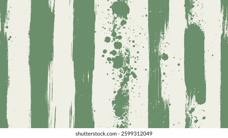 Grunge Vertical Rough Lines Vector Artistic Green and White Abstract Background. Different Grungy Hand Drawn Parallel Dry Brush Strokes Contemporary Striped Art Illustration. Artsy Seamless Wallpaper
