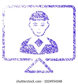 Grunge Video Connection rubber seal stamp watermark. Icon symbol with grunge design and scratched texture. Unclean vector blue sticker video connection.