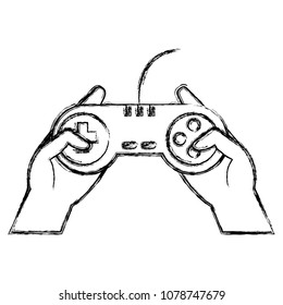 grunge videogame controller technology with buttons in the hands