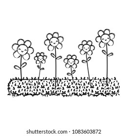 grunge videogame happy flowers plant and grass graphic scene