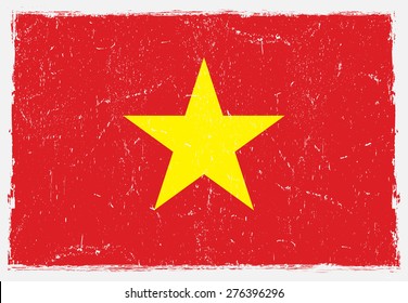 Grunge Vietnam flag.Vietnamese flag with grunge texture.Vector illustration.