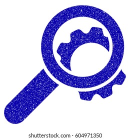 Grunge View Configuration Gear rubber seal stamp watermark. Icon symbol with grunge design and dust texture. Unclean vector blue emblem.