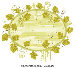 Grunge vine frame with grapes, element for design, vector illustration