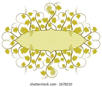 Grunge vine frame with grapes, element for design, vector illustration