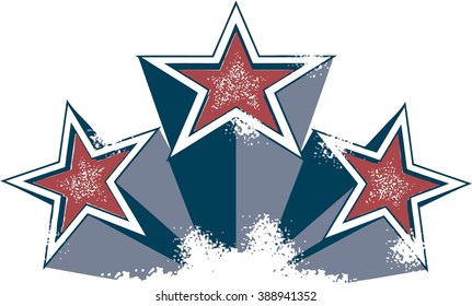 Grunge Vintage 3D Stars