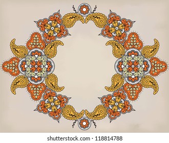 grunge vintage background with paisley pattern frame