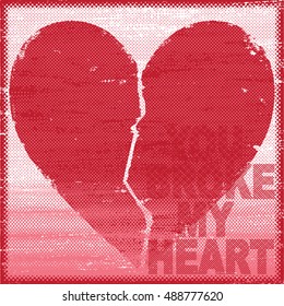 Grunge vintage broken heart vector illustration
