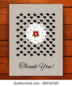 Grunge vintage card with black hand drawn textures. Vector illustration for retro pattern design. Brochure. Poster, flyer, placard, and banner.