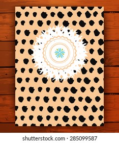 Grunge vintage card with black hand drawn textures. Vector illustration for retro pattern design. Brochure. Poster, flyer, placard, and banner.
