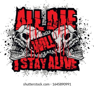 Grunge vintage design t shirts, 

aggressive emblem with skull 