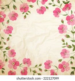 Grunge vintage flowers. Vector illustration.