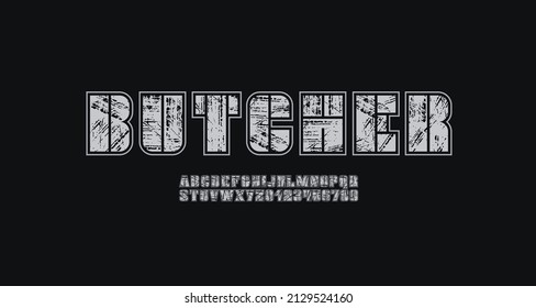 Grunge vintage font, large alphabet with a letterpress eroded rough texture, vector illustration 10EPS