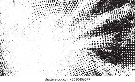 grunge vintage halftone vector ink print background with abstract dust texture in monochrome perfect for retro design projects and artistic applications