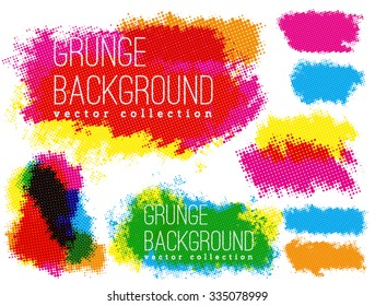 Grunge  vintage halftone vector ink print background