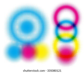 Grunge  vintage halftone vector ink print background