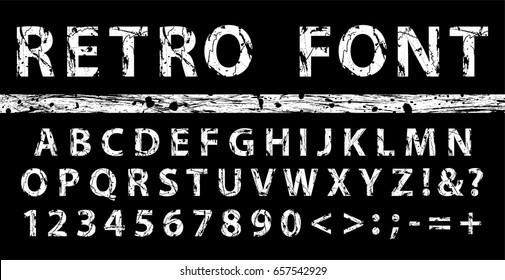 Grunge vintage ink font. Old style letters. Vector illustration