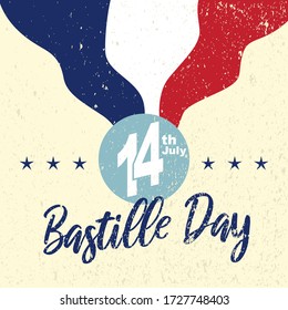 Grunge Vintage Retro Happy Bastille Day