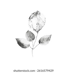 Grunge vintage roses in halftones. Aesthetic graphic tattoo. Gothic punk poster.Trendy elements with retro photocopy effect.