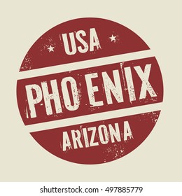 Grunge vintage round stamp with text Phoenix, Arizona, vector illustration