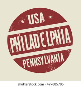 Grunge vintage round stamp with text Philadelphia,Pennsylvania, vector illustration