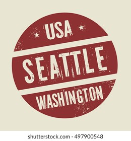 Grunge vintage round stamp with text Seattle, Washington, vector illustration