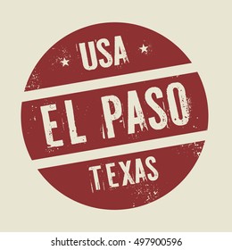 Grunge vintage round stamp with text El Paso, Texas, vector illustration