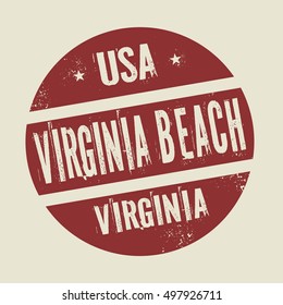 Grunge Vintage Round Stamp With Text Virginia Beach, Virginia, Vector Illustration